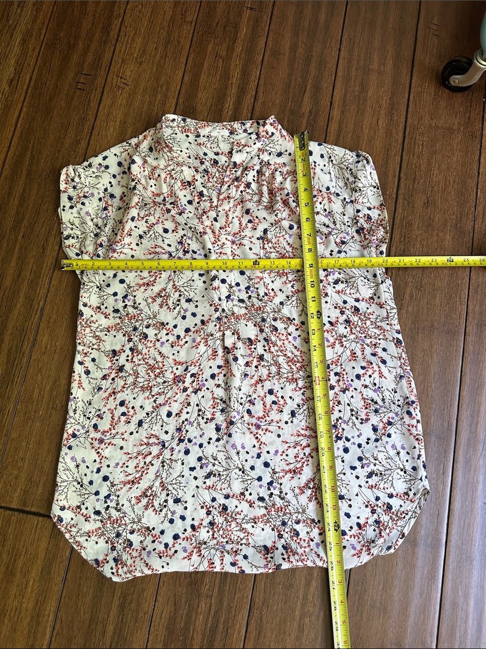 Pleione White Blouse with Red and Navy Floral Sprigs